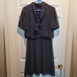 Enfocus Studio dark blue polka dot dress  US 10